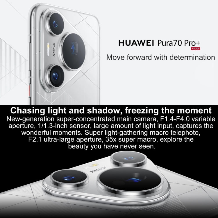 HUAWEI Pura 70 Pro+, 16GB+1TB, Screen Fingerprint Identification, 6.8 inch HarmonyOS 4.2 Kirin 9010 Octa Core up to 2.3GHz, NFC, OTG, Not Support Google Play(White)