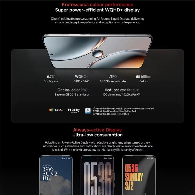 [HK Warehouse] Xiaomi 15 Ultra Global, 16GB+512GB, 3D Ultrasonic Fingerprint, 200MP Camera, 6.73 inch Xiaomi HyperOS 2 Snapdragon 8 Elite Octa Core 3nm, NFC, Network: 5G (Black)
