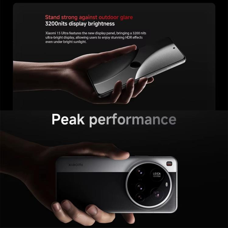 [HK Warehouse] Xiaomi 15 Ultra Global, 16GB+512GB, 3D Ultrasonic Fingerprint, 200MP Camera, 6.73 inch Xiaomi HyperOS 2 Snapdragon 8 Elite Octa Core 3nm, NFC, Network: 5G (Black)