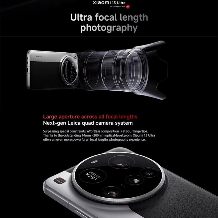 [HK Warehouse] Xiaomi 15 Ultra Global, 16GB+512GB, 3D Ultrasonic Fingerprint, 200MP Camera, 6.73 inch Xiaomi HyperOS 2 Snapdragon 8 Elite Octa Core 3nm, NFC, Network: 5G (Black)