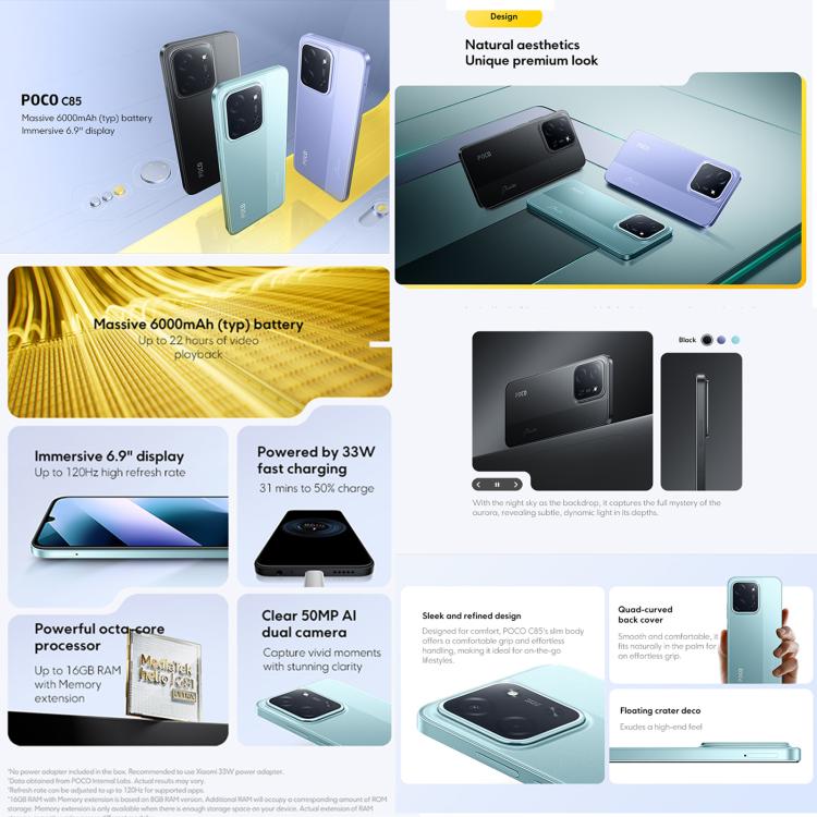 [HK Warehouse] Xiaomi POCO C85 Global, 8GB+256GB, Side Fingerprint, 6.9 inch Xiaomi HyperOS 2 MediaTek Helio G81-Ultra Octa Core, NFC, Network: 4G (Purple)