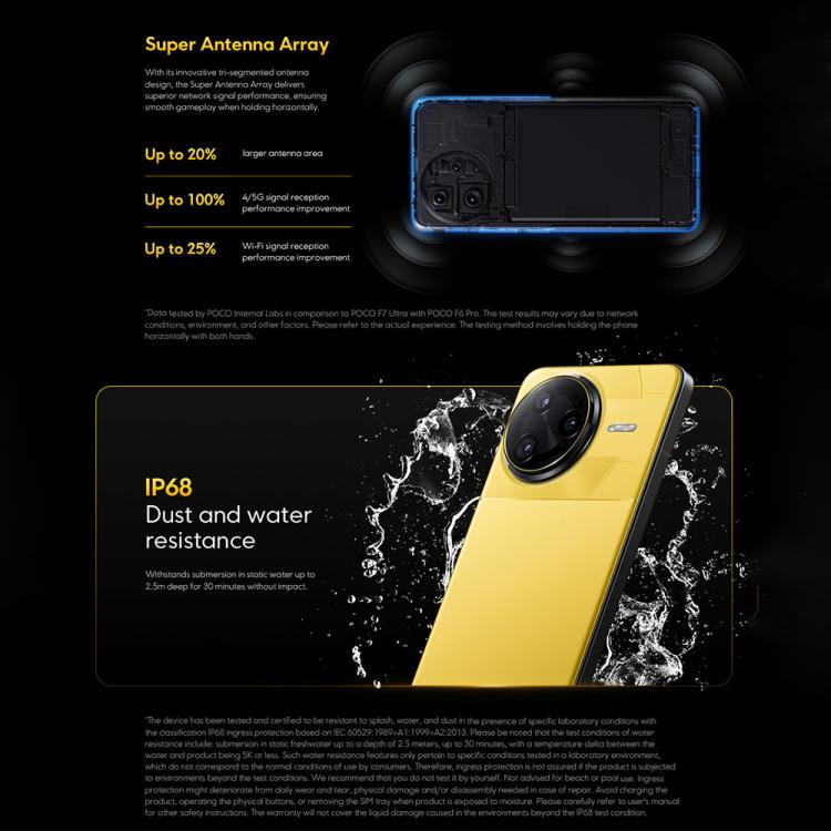[HK Warehouse] Xiaomi POCO F7 Ultra Global, 12GB+256GB, In-screen Fingerprint, 6.67 inch Xiaomi HyperOS 2 Snapdragon 8 Elite Octa Core, NFC, Network: 5G (Yellow)