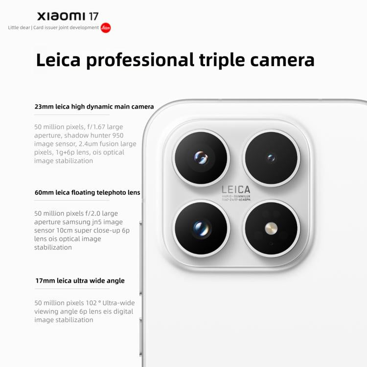 Xiaomi 17, 16GB+512GB, 3D Ultrasonic Fingerprint, 6.3 inch Xiaomi HyperOS 3 Snapdragon 8 Elite Gen 5 Octa Core, NFC, Network: 5G (Black)