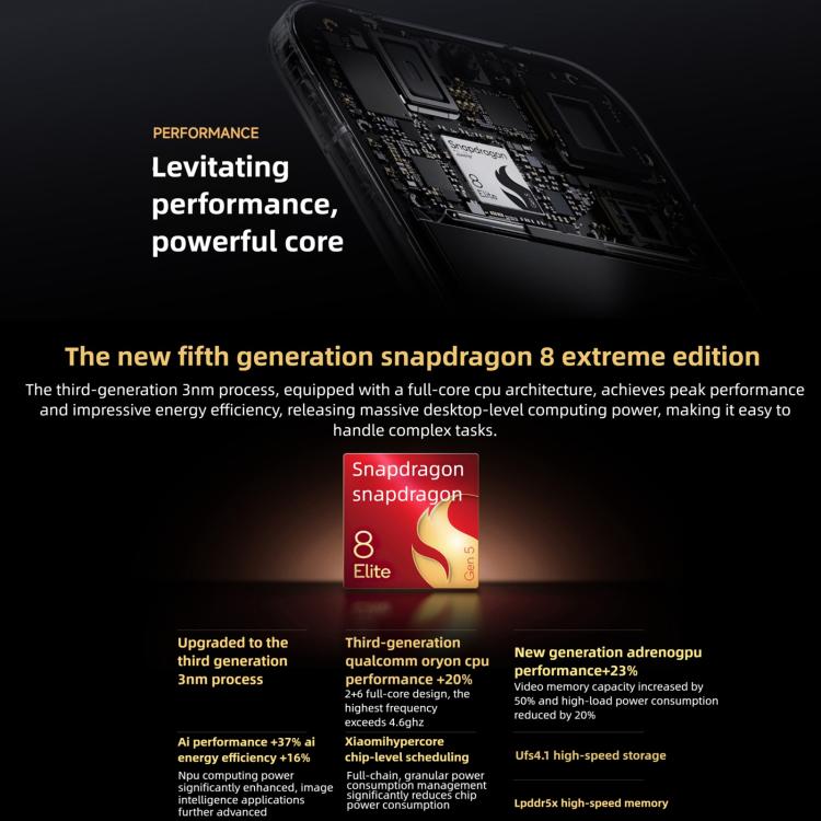 Xiaomi 17, 16GB+512GB, 3D Ultrasonic Fingerprint, 6.3 inch Xiaomi HyperOS 3 Snapdragon 8 Elite Gen 5 Octa Core, NFC, Network: 5G (Black)
