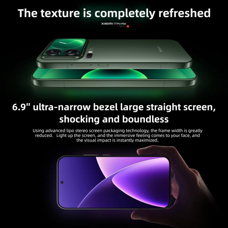 Xiaomi 17 Pro Max, 16GB+512GB, 3D Ultrasonic Fingerprint, 6.9 inch + 2.9 inch Xiaomi HyperOS 3 Snapdragon 8 Elite Gen 5 Octa Core, NFC, Network: 5G (Green)