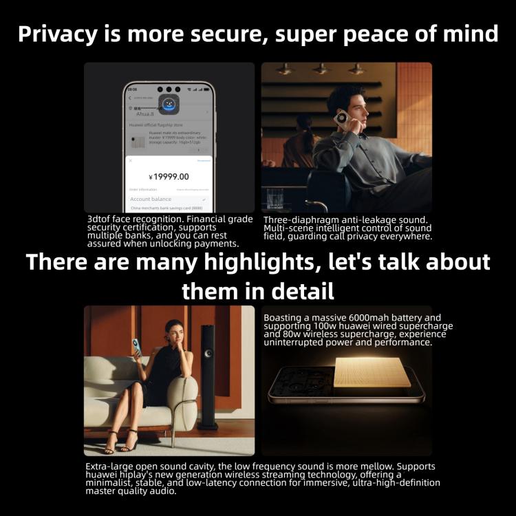 HUAWEI Mate 80 Pro Max, 16GB+1TB, Side Fingerprint Identification, 6.9 inch HarmonyOS 6.0 Kirin 9030 Pro, NFC, OTG, Not Support Google Play (Black)
