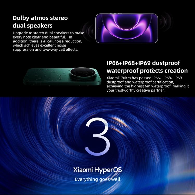 Xiaomi 17 Ultra, 16GB+1TB, 3D Ultrasonic Fingerprint, 6.9 inch Xiaomi HyperOS 3 Snapdragon 8 Elite Gen 5 Octa Core, NFC, Network: 5G (Green)