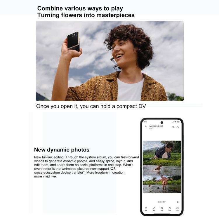 Xiaomi MIX Flip 2, 12GB+512GB, 6.86 inch + 4.01 inch Xiaomi HyperOS 2 Snapdragon 8 Elite Octa Core, NFC, Network: 5G (Cyan)