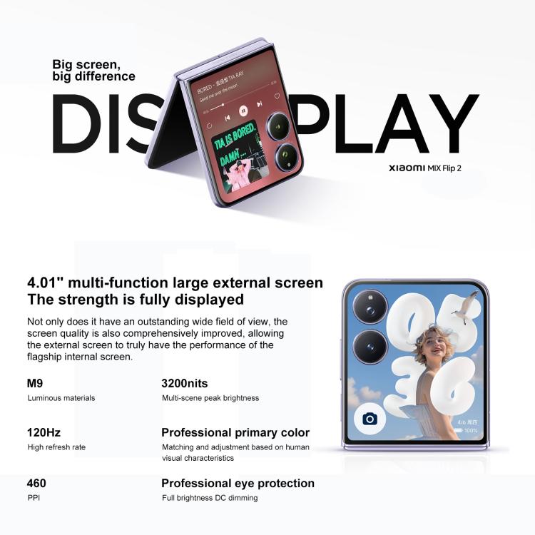 Xiaomi MIX Flip 2, 12GB+512GB, 6.86 inch + 4.01 inch Xiaomi HyperOS 2 Snapdragon 8 Elite Octa Core, NFC, Network: 5G (White)