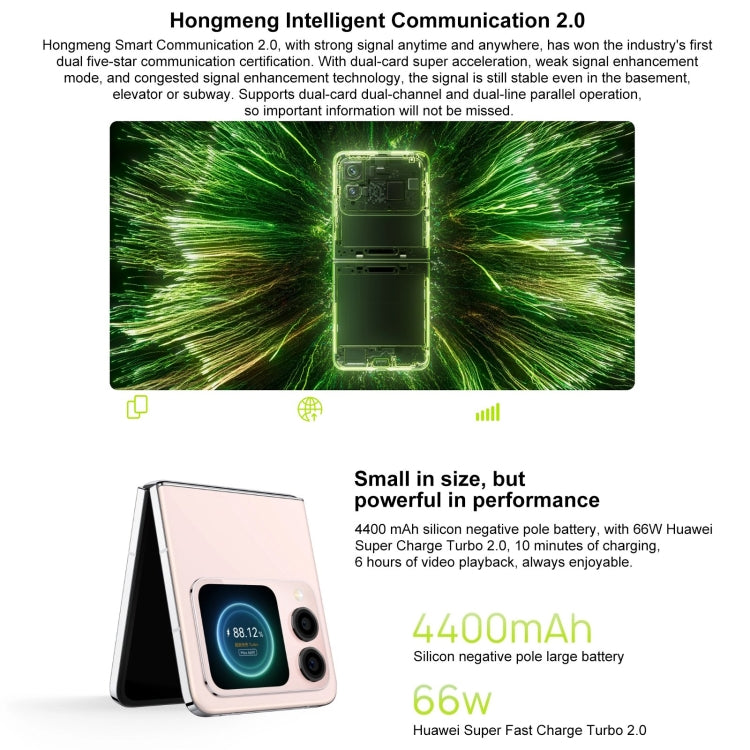 Huawei nova Flip, 12GB+512GB, Side Fingerprint Identification, 6.94 inch + 2.14 inch HarmonyOS 4.2 Octa Core, NFC, OTG, Not Support Google Play (Black)