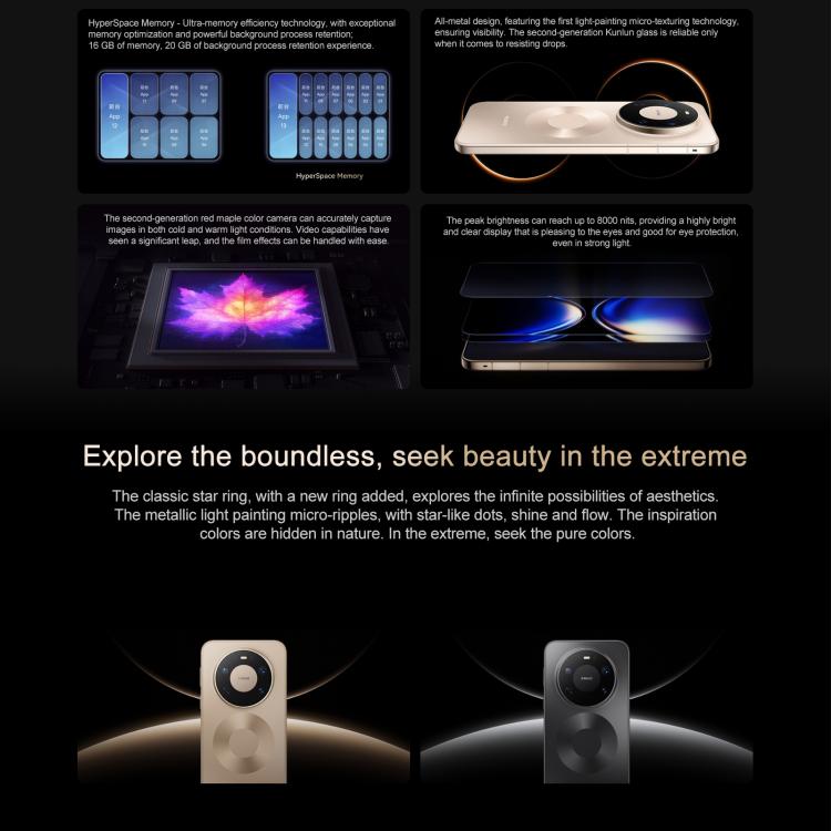 HUAWEI Mate 80 Pro Max Wind, 16GB+1TB, Side Fingerprint Identification, 6.9 inch HarmonyOS 6.0 Kirin 9030 Pro, NFC, OTG, Not Support Google Play (Gold)