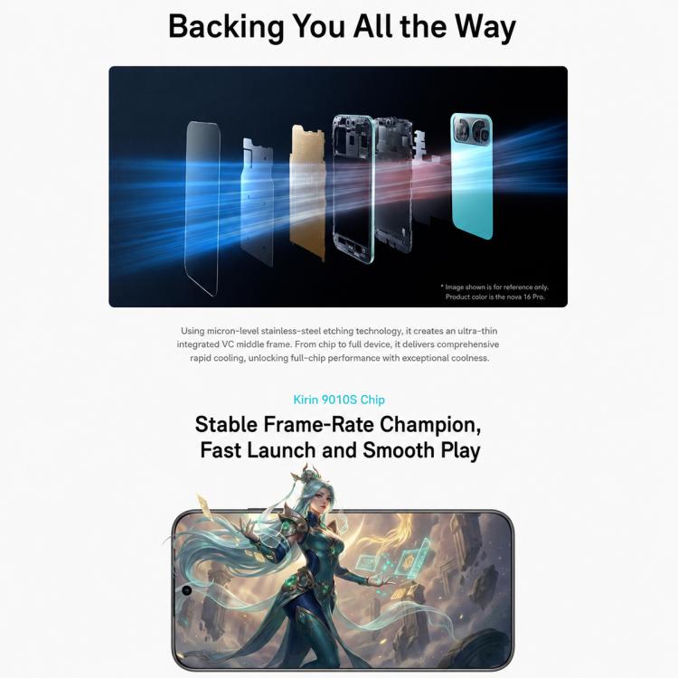 Huawei nova 16, 12GB+512GB, Side Fingerprint Identification, 6.68 inch HarmonyOS 6.1 Kirin 9010S Octa Cora, NFC, OTG, Not Support Google Play (Starry Black)