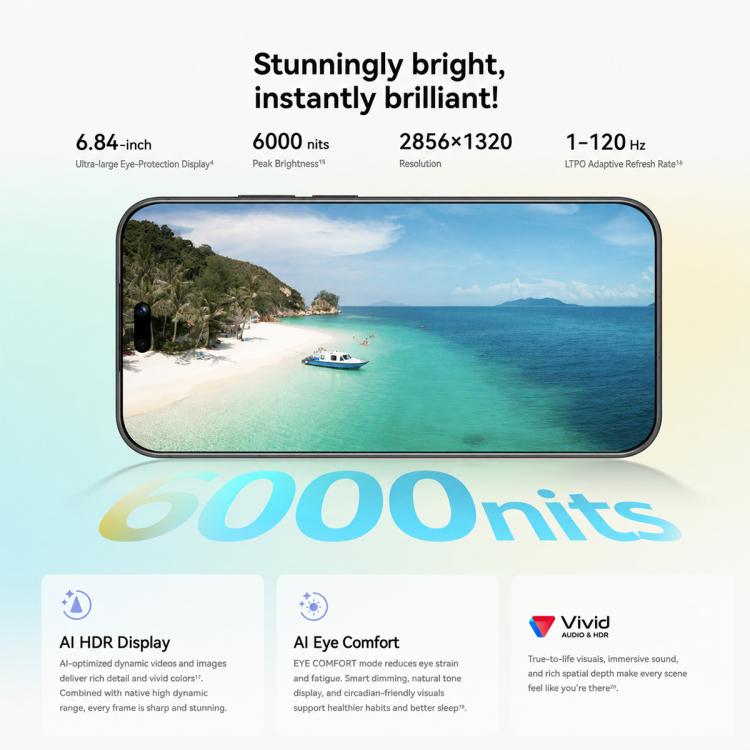 Huawei nova 16 Pro, 12GB+1TB, Side Fingerprint Identification, 6.84 inch HarmonyOS 6.1 Kirin 9010S Octa Cora, NFC, OTG, Not Support Google Play (Blue)