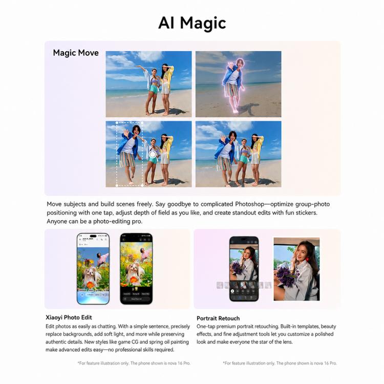 Huawei nova 16z, 12GB+256GB, Side Fingerprint Identification, 6.7 inch HarmonyOS 6.1 Kirin 8020 Octa Cora, NFC, OTG, Not Support Google Play (White)