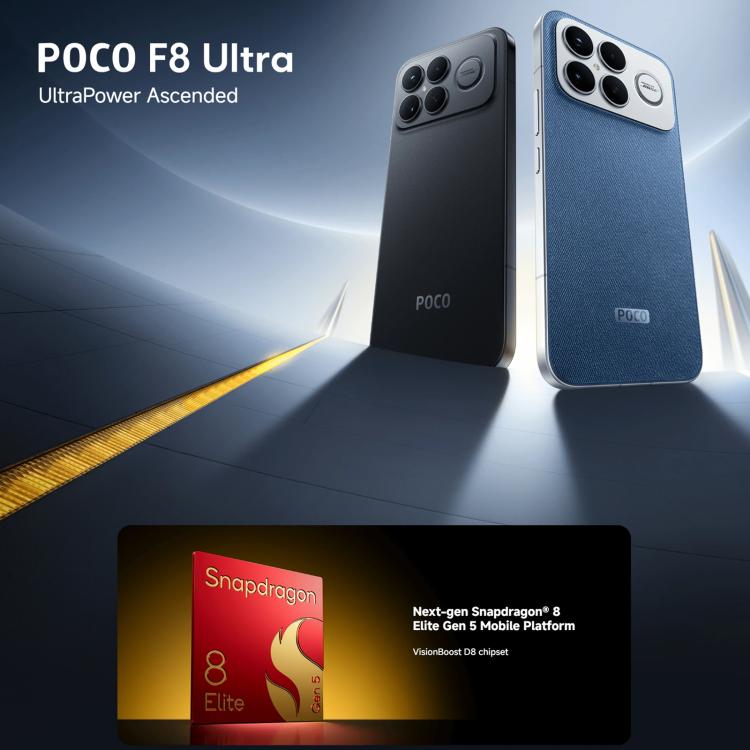 [HK Warehouse] Xiaomi POCO F8 Ultra Global, 12GB+256GB, In-screen Fingerprint, 6.9 inch Xiaomi HyperOS 3 Snapdragon 8 Elite Gen 5 Octa Core, NFC, Network: 5G (Blue)