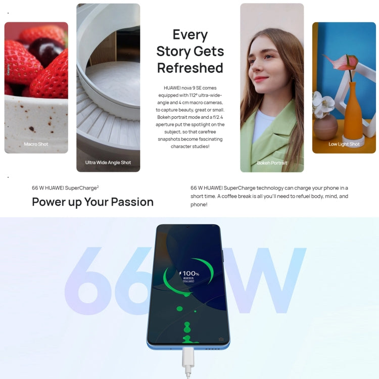 Huawei nova 9 SE 4G JLN-AL00, 108MP Camera, 8GB+256GB, China Version, Quad Back Cameras, Side Fingerprint Identification, 6.78 inch HarmonyOS 2.0.1 Qualcomm Snapdragon 680 Octa Core up to 2.4GHz, Network: 4G, OTG, Not Support Google Play(White)