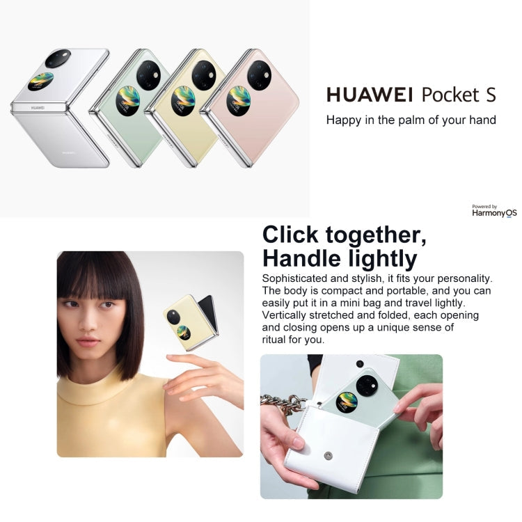 HUAWEI Pocket S 128GB BAL-AL60, 40MP Camera, China Version, Dual Back Cameras, Side Fingerprint Identification, 6.9 inch + 1.04 inch HarmonyOS 3.0 Snapdragon 778G Octa Core up to 2.42GHz, Network: 4G, OTG, NFC, Not Support Google Play(Silver)