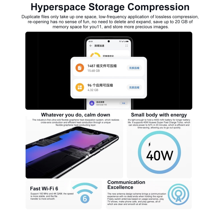 HUAWEI Pocket S 128GB BAL-AL60, 40MP Camera, China Version, Dual Back Cameras, Side Fingerprint Identification, 6.9 inch + 1.04 inch HarmonyOS 3.0 Snapdragon 778G Octa Core up to 2.42GHz, Network: 4G, OTG, NFC, Not Support Google Play(Silver)