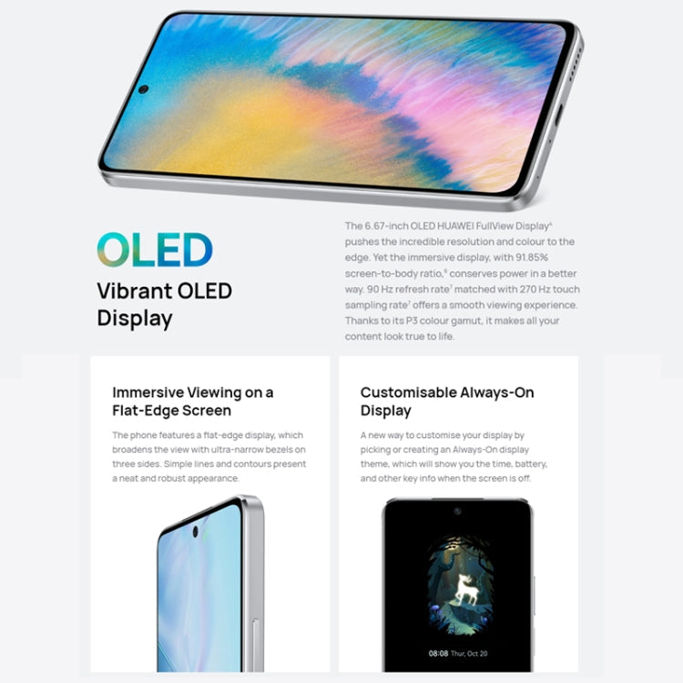 HUAWEI nova 10 SE BNE-AL00, 256GB, China Version, Triple Back Cameras + Single Front Camera, Side Fingerprint Identification, 6.67 inch HarmonyOS 2.0.1 Qualcomm Snapdragon 680 Octa Core, Network: 4G, OTG, NFC, Not Support Google Play(Silver)
