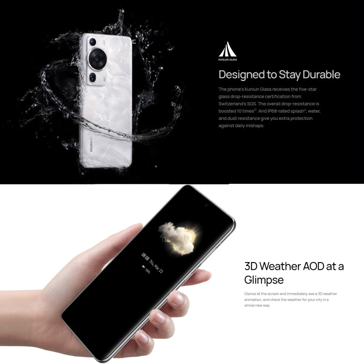 HUAWEI P60 Pro MNA-AL00, 512GB, 48MP Camera, China Version, Triple Back Cameras, In-screen Fingerprint Identification, 6.67 inch HarmonyOS 3.1 Qualcomm Snapdragon 8+ 4G Octa Core up to 3.2GHz, Network: 4G, OTG, NFC, Not Support Google Play(Black)