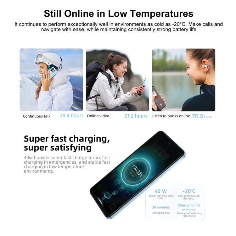 HUAWEI Enjoy 90 Plus, 8GB+128GB, Side Fingerprint, 6.67 inch HarmonyOS 6.0 Kinrin 8000, OTG, Not Support Google Play (White)