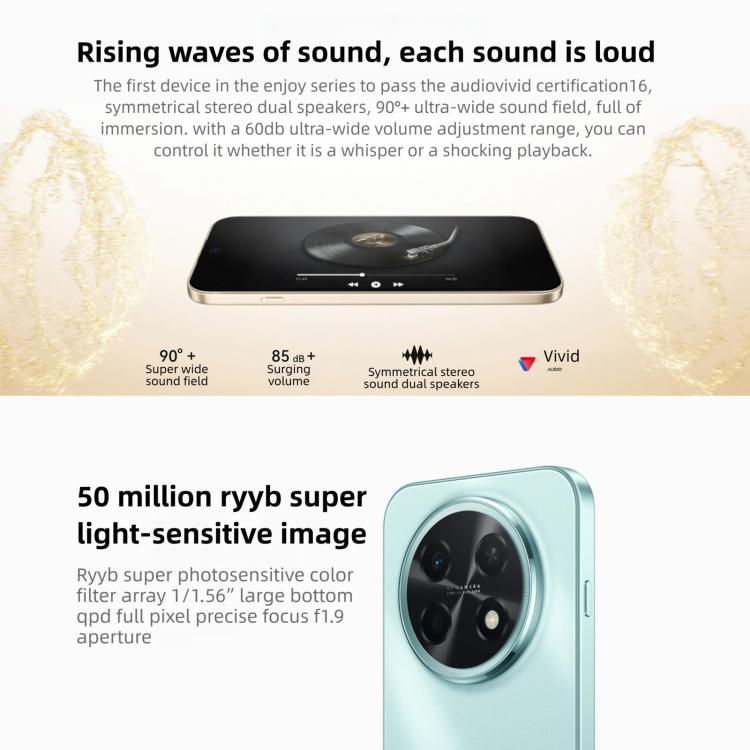 HUAWEI Enjoy 90 Pro Max, 8GB+256GB, Side Fingerprint, 6.84 inch HarmonyOS 6.0 Kirin 8000, OTG, Not Support Google Play (Gold)