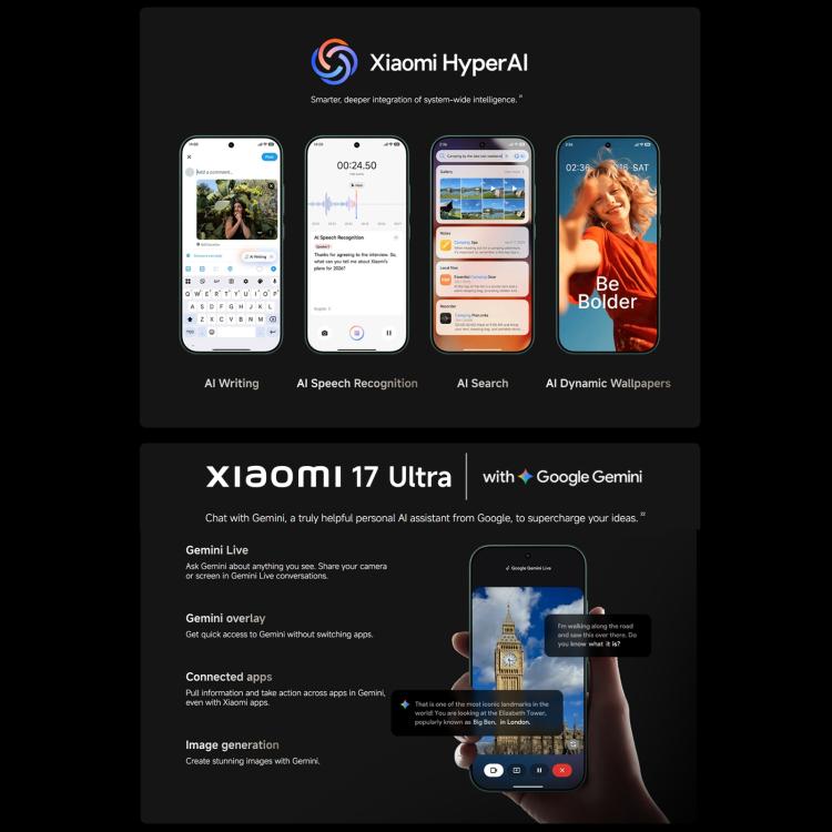 [HK Warehouse] Xiaomi 17 Ultra Global, 16GB+1TB, Ultrasonic Fingerprint, 6.9 inch Xiaomi HyperOS 3 Snapdragon 8 Elite Gen 5 Octa Core, NFC, Network: 5G (Black)